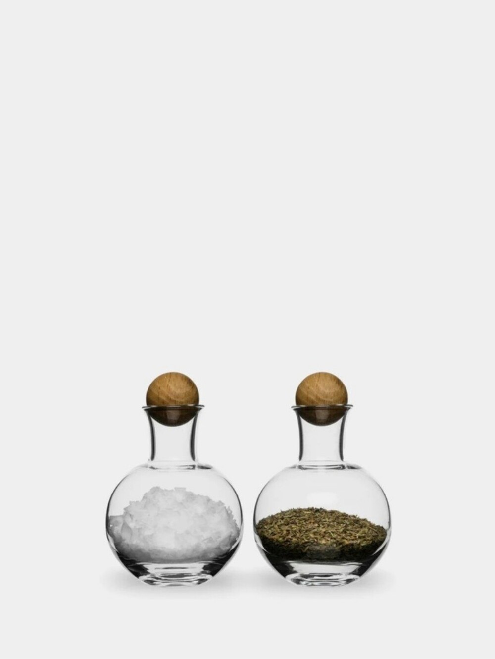Sagaform Nature Serving Set with Oak Stoppers Salt Pepper Spice Glass Shakers